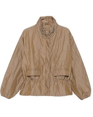 Paloma Wool Lorde Ruched-Waist High-Neck Jacket - Brown