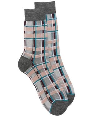 ANT45 Brill Short Check Metallic-Thread Socks - Blue