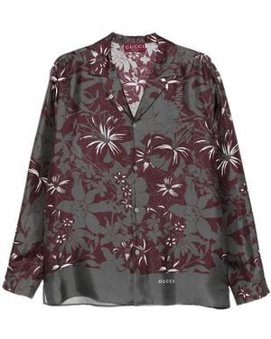 Gucci Floral-Print Long-Sleeve Shirt - Purple