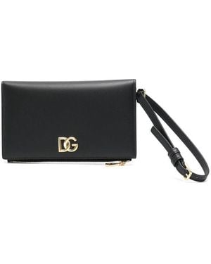 Dolce & Gabbana Logo-Lettering Clutch Bag - Black