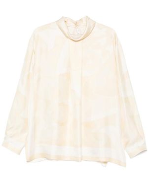 Carven Patterned High-Neck Top - Natural