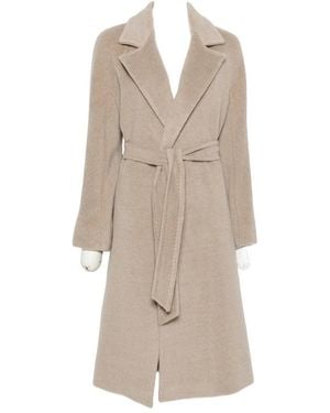 Max Mara Belted Notch-Lapels Coat - Natural
