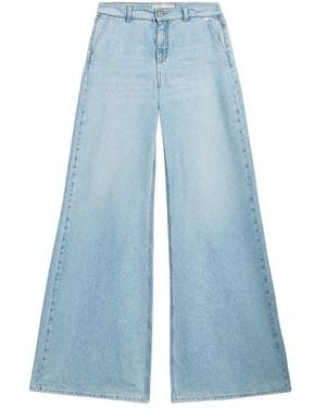 Blumarine Stone Washed Palazzo Pants - Blue