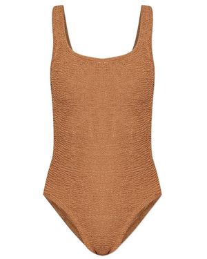 Hunza G One-Piece Swimsuit Square Neck - Brown