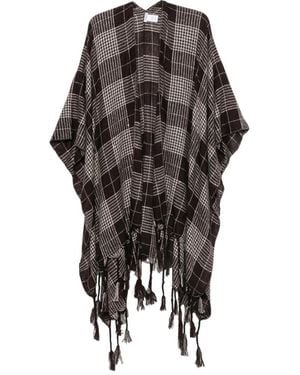 Brunello Cucinelli Check Tassel-Trimmed Ponchos - Grey