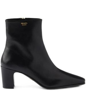Prada Leather Booties - Black