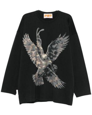 PDF Graphic-Print Long-Sleeves Sweatshirt - Black