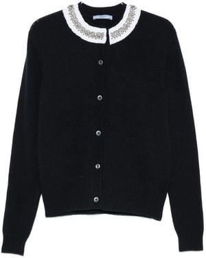 Prada Crystal-Embellished Ruffled-Collar Cardigan - Blue