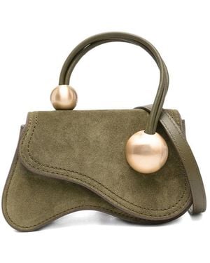 Cult Gaia Curved-Suede Embellished Tote Bag - Green