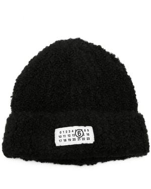MM6 by Maison Margiela Bouclé-Knit Beanie Hat - Black