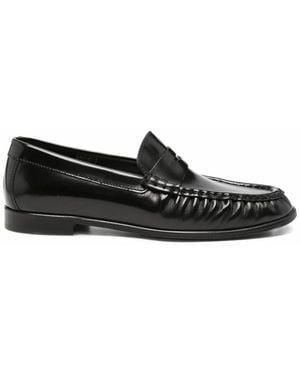 Poeve Penny-Slot Ruched Loafers - Black
