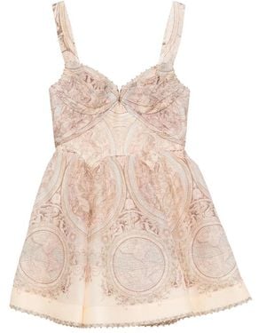 Zimmermann Graphic-Print Flared Mini Dress - Natural