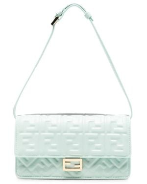 Fendi Wallet On Chain Baguette Ff-Motif Shoulder Bag - Blue