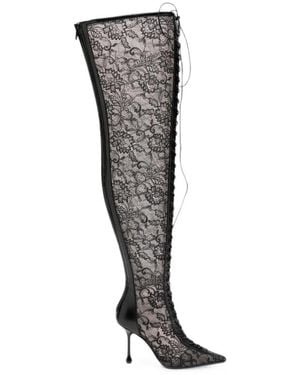 Jimmy Choo Scarlett Lace-Up Over-The-Knee Boots - Black