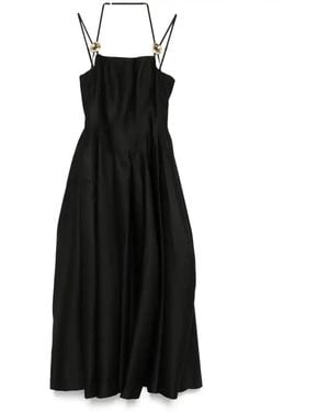 Stine Goya Satin Tailored Midi Dress - Black