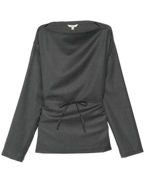 Barena Belted Boat-Neck Top - Grey