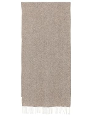 Fileria Herringbone-Pattern Fringed Scarf - Brown