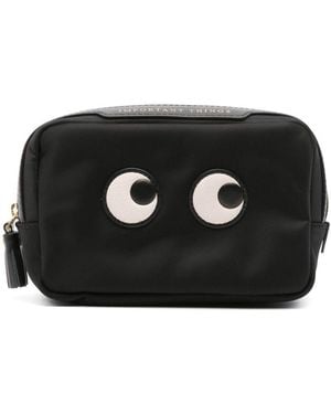 Anya Hindmarch Eyes Logo-Appliqué Make-Up Bag - Black