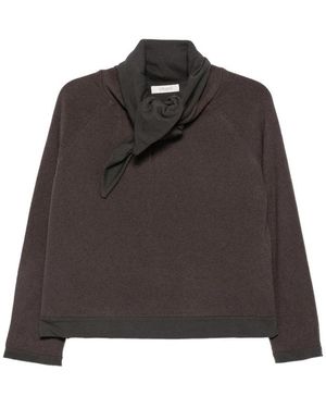 JC Sophie Poppy Scarf-Detail Raglan-Sleeve Jumper - Black