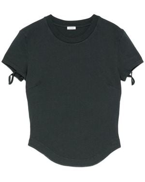 Covert Bow-Detail Curved-Hem T-Shirt - Black