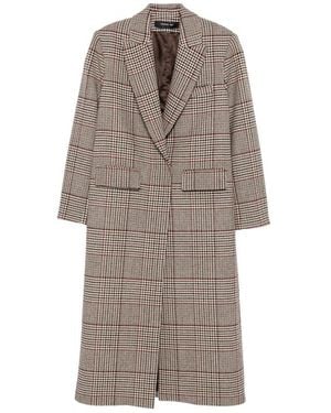 FEDERICA TOSI Prince Of Wales Check Double-Breasted Coat - Brown
