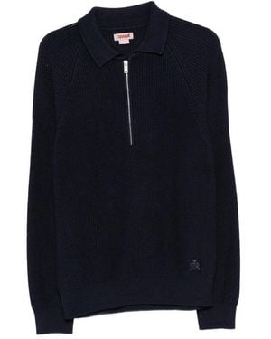 Baracuta Ribbed-Knit Quarter-Zip Polo Shirt - Blue