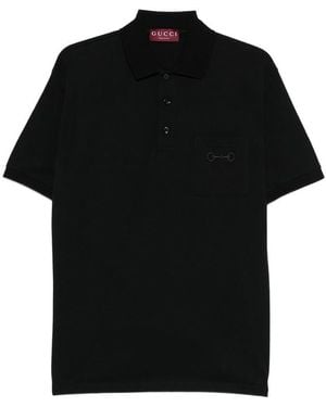 Gucci Embroidered Polo Shirt - Black