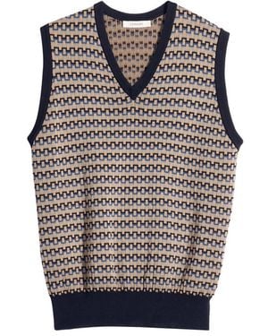 Lemaire Patterned V-Neck Vest - Gray