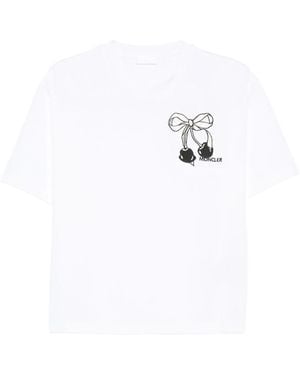 Moncler Bow-Embroidered T-Shirt - White