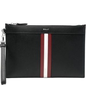 Bally Mythos Stripe-Detail Clutch Bag - Black