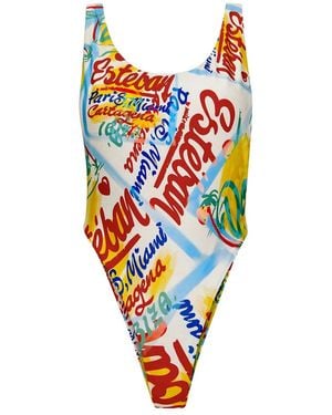 Donde Esteban Bazurto Printed Swimsuit - Red