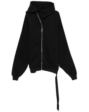 Rick Owens Asymmetric-Zip Long-Sleeve Hoodie - Black