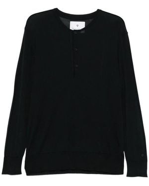 Seven Gauge Buttoned Knitted Cardigan - Black