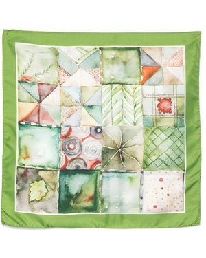 D'Aniello Patterned Silk Scarf - Green