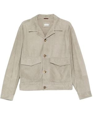 Brunello Cucinelli Pocket Leather Jacket - Natural