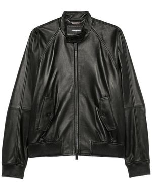 DSquared² Zip-Up Leather Jacket - Black