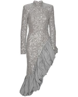 ROTATE BIRGER CHRISTENSEN Sequin Ruffled Asymmetric Dress - Grey