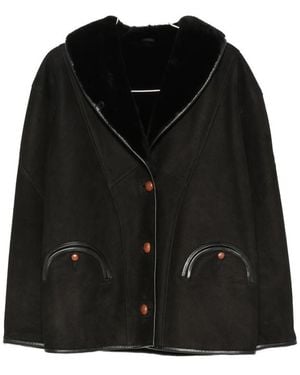 Blazé Milano Smiley Shearling-Collar Jacket - Black