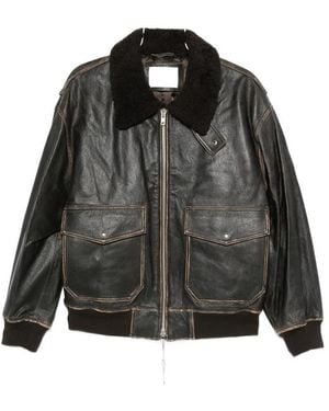 DUNST Lambskin Leather Flap-Pocket Coat - Black