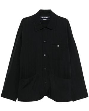 Jacquemus The Strada Patch-Pocket Shirt Jacket - Black