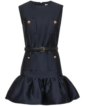 Self-Portrait Taffeta Sleeveless Dress - Blue