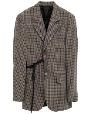 Balenciaga Checked Tie Blazer - Brown
