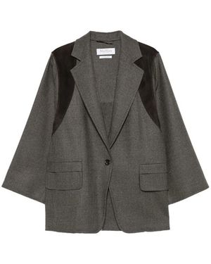 Max Mara Suede-Panel Notched-Lapel Jacket - Grey