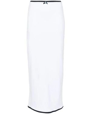 ROWEN ROSE Contrast-Trim Maxi Skirt - White