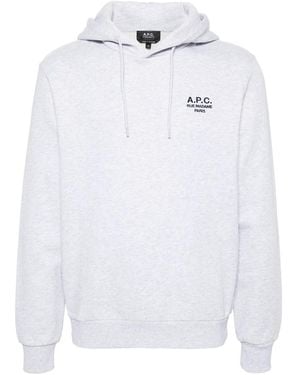 A.P.C. Logo Embroidered Long-Sleeved Hoodie in White for Men | Lyst