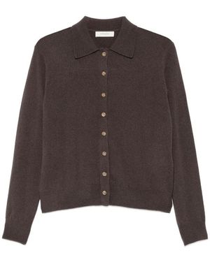 JC Sophie Porcelain Button-Up Collared Cardigan - Brown