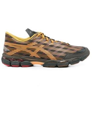 Asics Gel S Check-Pattern Lace-Up Trainers - Natural