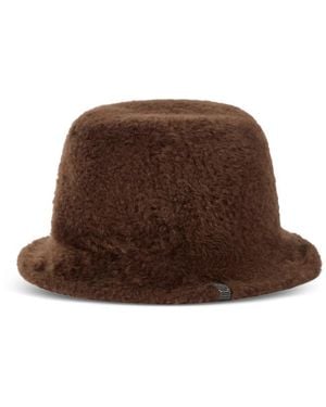 Brunello Cucinelli Soft Fuzzy-Shearling Bucket Hat With Shiny-Band - Brown