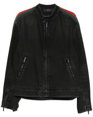 Gucci Web-Stripe Denim Jacket - Black
