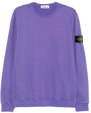Stone Island Logo-Patch Crew-Neck Sweatshirt - Purple